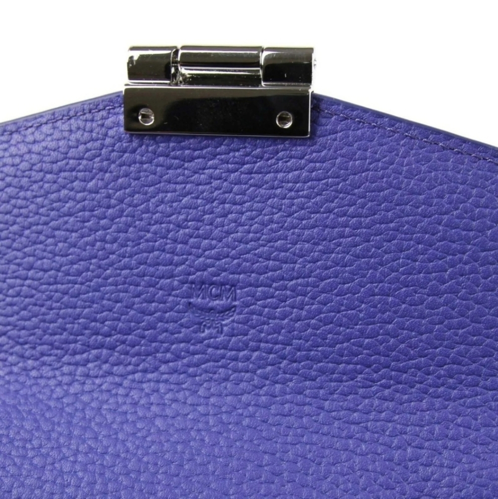 NWT MCM Spectrum Blue Leather Patricia Large Studded Chain Wallet! - Picture 8 of 8